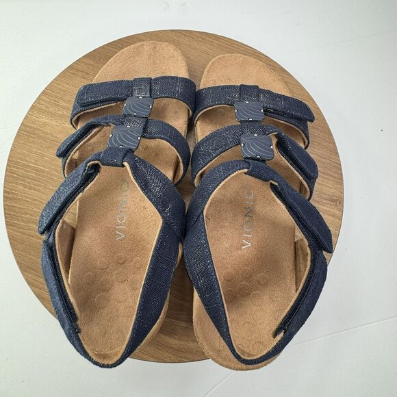 Vionic Womens Amber Adjustable 3 Strap Sandals Navy Denim Size 8.5 - Picture 7 of 8